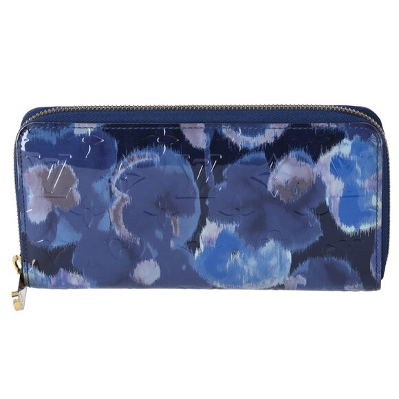 Louis Vuitton Zippy Wallet M90018 Grand Blue Patent Leather Floral - Picture 1 of 6